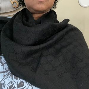 NWT Gucci Black Wool “GG” Scarf/Wrap